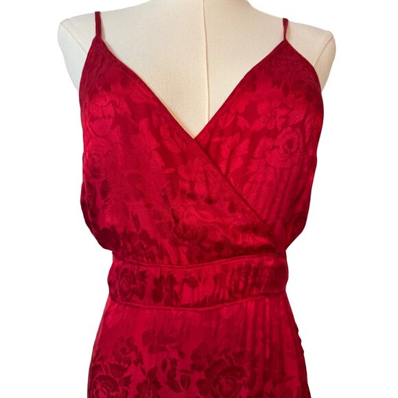 NWT Band Of The Free S Ruby Red Floral Smocked Back Bow Tie Straps Midi Dress - Picture 13 of 15